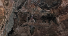 Susumu Tomiya descends into Natural Trap Cave, Wyoming
